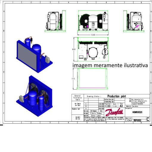 Unidade Condensadora Danfoss HGZ100D20Q 230V/3F