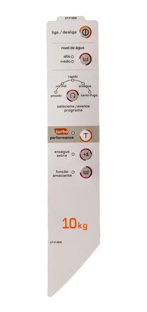Adesivo do Painel Lavadora Brastemp BWC10BB00 BWC10A00