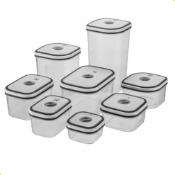 Kit com 8 Potes Herméticos de Plástico Cinza A23119201 A23119201 -