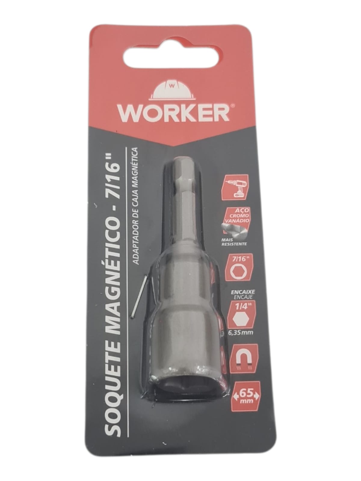 Soquete Magnetico 1/4"X7/16" - 65MM