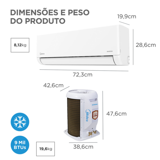 Unidade Condensadora Midea 9.000 BTUs Inverter 38TBVCB09M5 | Ar condicionado split inverter